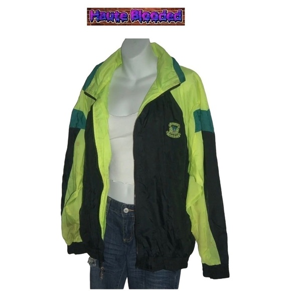 Vintage 90s Givenchy Active Sports Neon Yellow Windbreaker Retro Unisex Logo Ski - Picture 5 of 16